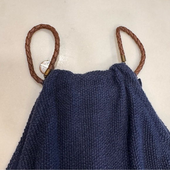 Lauren Ralph Lauren Navy Blue Knit Sweater Tank /halter Top Leather Strap Sz L - Picture 7 of 7